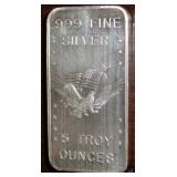 .999 FINE SILVER 5 TROY OUNCES