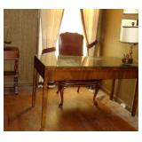 VINTAGE TOMLINSON GLASS TOP EXECUTIVE DESK 