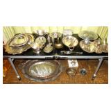 LOTS OF VINTAGE SILVERPLATE SERVING PIECES