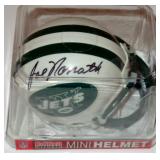 NY JETS JOE NAMATH AUTOGRAPHED MINI FOOTBALL HELMET