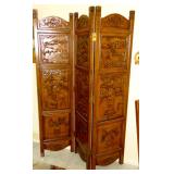 VINTAGE CARVED ASIAN TRI FOLD SCREEN