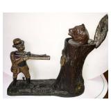 ORIGINAL TEDDY AND THE BEAR CAST IRON COIN BANK