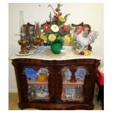 BEAUTIFUL MARBLE TOP ROSEWOOD DISPLAY CABINET
