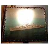 RARE US NAVY SHIP LAMP SHADE USS HAMNER DD-718