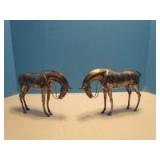 	A pair of Weidlich Bros. silver plate horses - both have English tack - one is marked "Huntington H