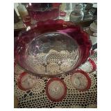 Red Rim Pumch Bowl Set