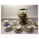Brass Teapot with Teacup and Saucer Collection