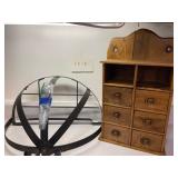 Metal Pot Hanging Rack & Vintage Spice Box