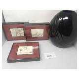 3 Duck Prints and Haeger Style Vase