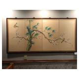 Hand Painted Four Panel Silk Mural
