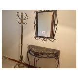 Hall Tree, Table, and Mirror