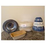 Vintage Club Aluminum Roasting Pan, Pyrex Bowl Set, Pampered Chef Loaf Pan