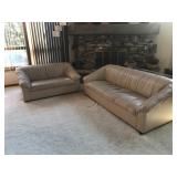 Leather Sofa and Love Seat with Table