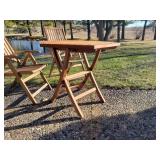 Wooden Patio Table with Two Chairs