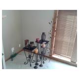 Metal Tables with Marble Tops, Vases, and More