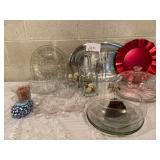 Glass Cake Plate and Bowls Plus