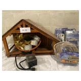 Large Wooden Creche and Clear Tube Lights