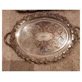 Two Large Silver Plate Copper Serving Platters