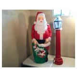 4 Foot Blow Mold Santa Claus and Street Lamp