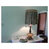 Vintage Amber Crackle Glass Lamp