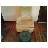 Vintage Chair and Retro Ottoman