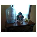 Vintage Glass Water Cooler Jug and Yellow Glassware