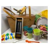 Vintage Picnic Basket with Dinnerware