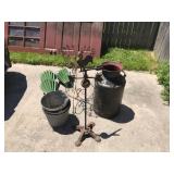 Vintage Weathervane, Milk Can, and Planters