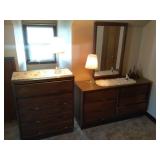 Wood Dressers, 2 Lamps & Misc. Decor