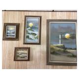 4 Seashore Oil Paintings