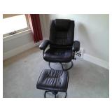 Black Leather Chair with Ottoman