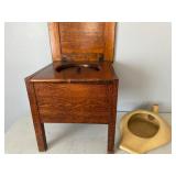 Antique Wooden Portable Commode Chair Plus Bedpan