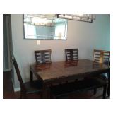 Beautiful Large Table with 4 Chairs & Bench