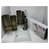 New in Box Decorative White Shelf Set, Candle Hanger