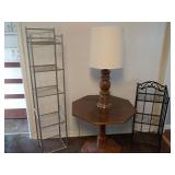 Table, Lamp & 2 Metal Racks