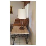 stone coffee table and rod iron