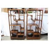 Pair Chinese rosewood display shelves