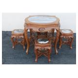 Chinese marble top rosewood set