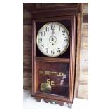 1900 Original Coca Cola Regulator clock, time only (sun faded) 