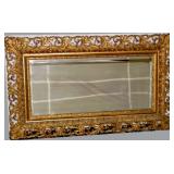 1890 large Gilt & Ornate beveled Over-mantle Mirror
