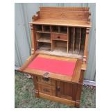 C/1880 Nice Cherry slant front Victorian desk w/pigeon holes 