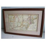 1798 US (Northern) engraved Map by Dilly, framed
