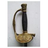 Closeup - C/1860 US Infantry Officers Dress Sword w/engraved blade