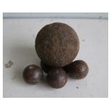 Civil War 2 lb. Cannon ball and 3 Grape shot balls from Battle of Philippi, West Virginia, June 1861
