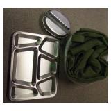 7 Stainless US Army Field trays, 1944 Mess Kit and a Nam wool blanket 