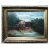 C/1880 Oil on canvas of Old Mill, 12x17", signed "H.Hiller, 1896" 