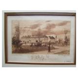 1886 British etching by Alex Tallberg (1860-1928) pencil signed street scene 