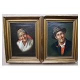 Pr. of C/1900 German Oil on canvas portraits of Man and woman, 8x10" 