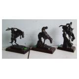 3 Franklin Mint desktop bronzes including 2 Remington