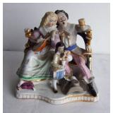 C/1850 English Staffordshire figural group of family w/gold work